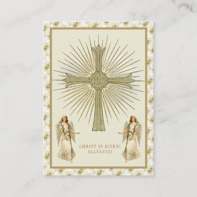 Carte De Visite Catholique Jésus Eucharistie Anges Prière Pâques (Devant)