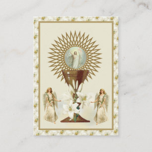 Carte De Visite Catholique Jésus Eucharistie Anges Prière Pâques