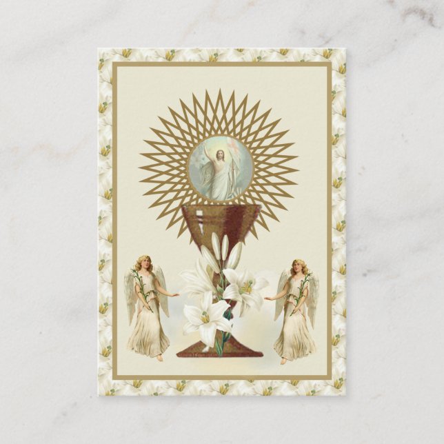 Carte De Visite Catholique Jésus Eucharistie Anges Prière Pâques (Devant)