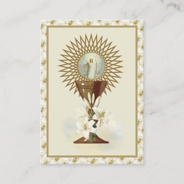 Carte De Visite Catholique Jésus Eucharistie Anges Prière Pâques (Devant)