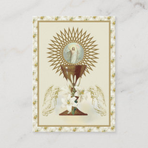 Carte De Visite Catholique Jésus Eucharistie Anges Prière Pâques