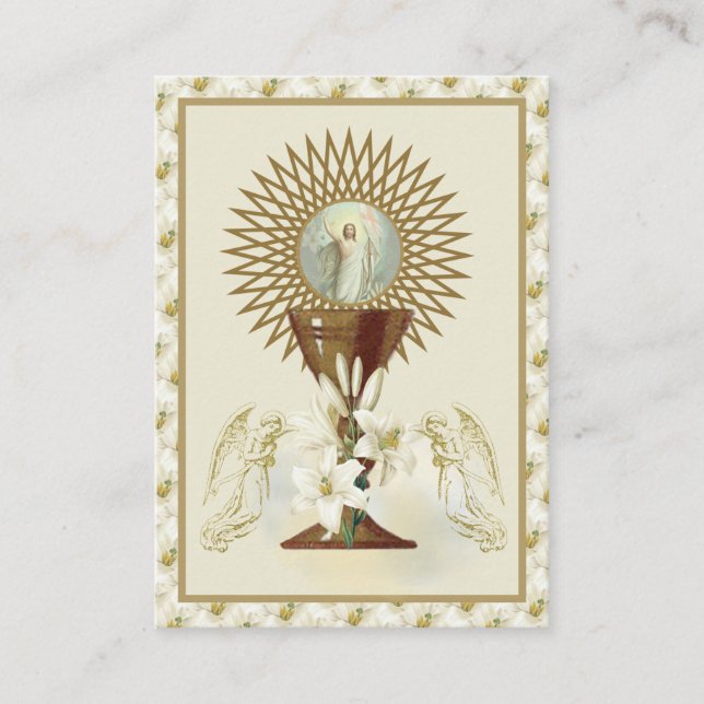 Carte De Visite Catholique Jésus Eucharistie Anges Prière Pâques (Devant)