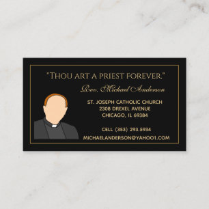 Carte De Visite Catholique Prêtre Or Écriture Noire Photo