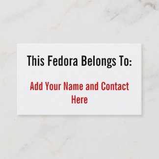 Carte De Visite Ce Fedora appartient à