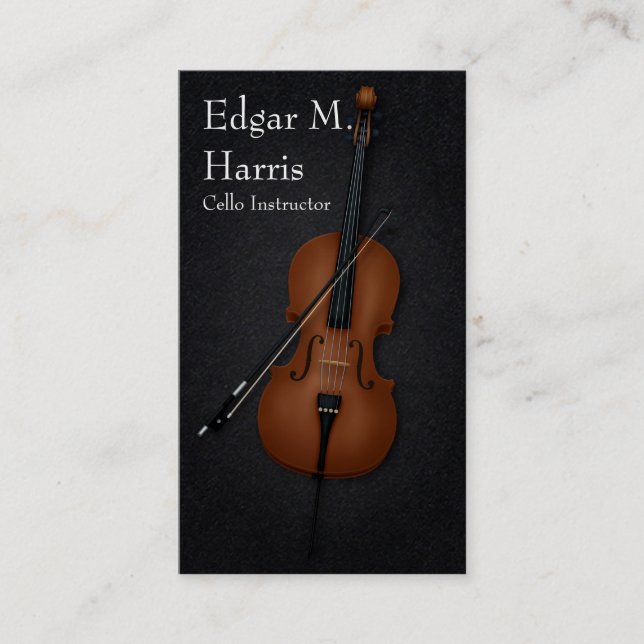 Carte De Visite Cello & Bow Classical Musician Premium (sombre) (Devant)