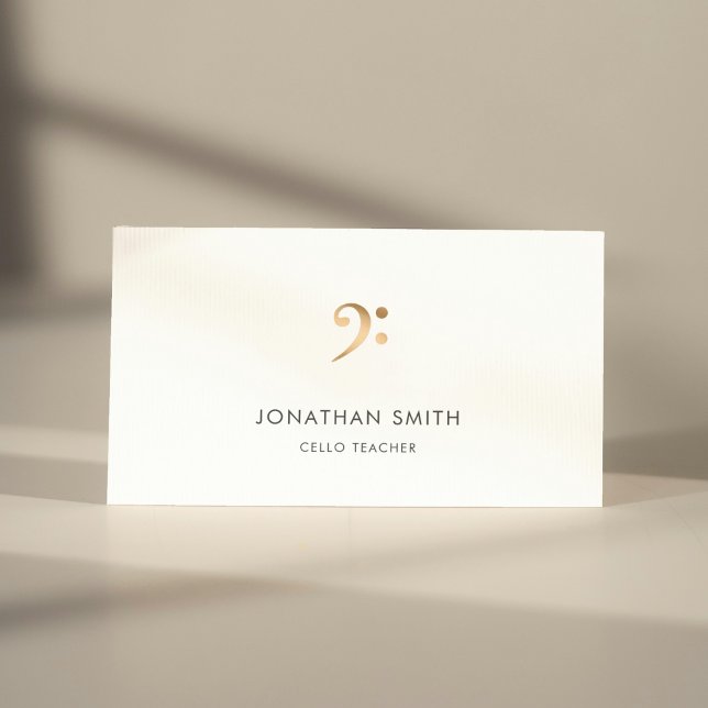 Carte De Visite Cello Teacher Gold Bass Clef Moderne (Créateur téléchargé)