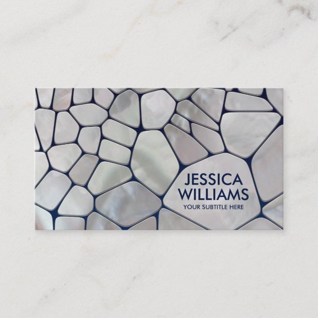 Carte De Visite Cellules Abstraites - Mère perle sur bleu (Devant)