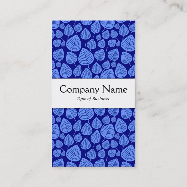 Carte De Visite Centre Band - Feuilles - Baby Blue sur Navy (Devant)