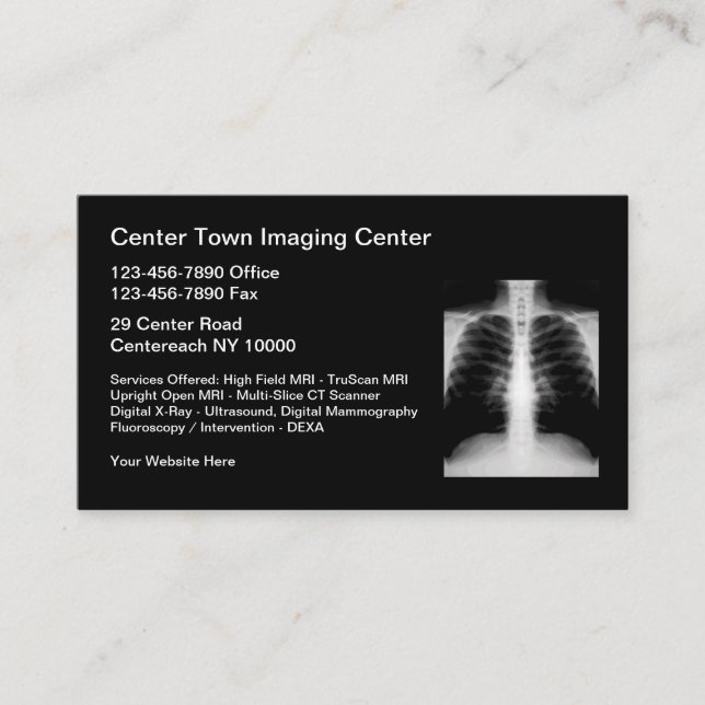 Carte De Visite Centre Médicale de représentation de radiologie (Devant)