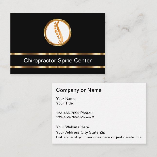 Carte De Visite Centre Spine Chiropractor Classé (Devant / Derrière)