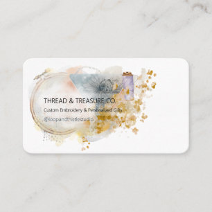 Carte De Visite Cerceau de broderie aquarelle