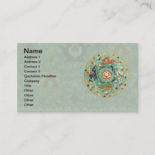 Carte De Visite Cercle chinois antique bleu vert