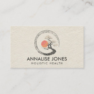 Carte De Visite Cercle d'Enso d'art de point et arbre de bonsaïs