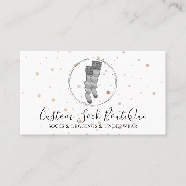 Carte De Visite Cercle Gris Pois Couple Sock (Devant)