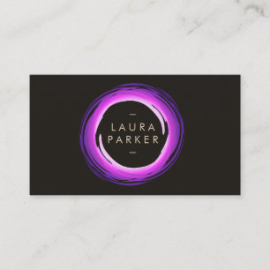 Carte De Visite Cercle moderne Aquarelle violet gris professionnel