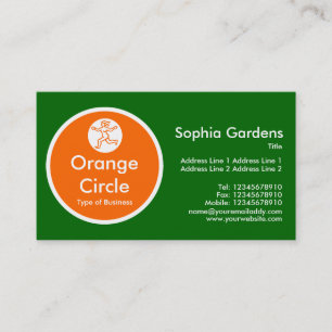 Carte De Visite Cercle orange - Vert herbe