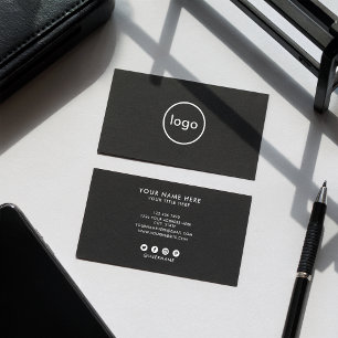 Carte De Visite Cercle professionnel noir ajouter votre logo perso