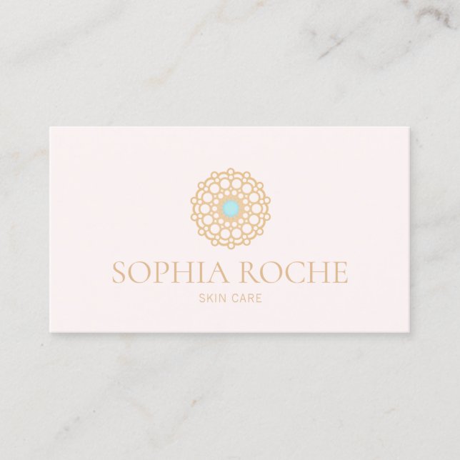 Carte De Visite Cercle rose clair Mandala Logo Beauté Spa de soins (Devant)