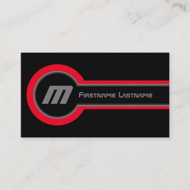 Carte De Visite Cercles Abstraits gris rouge nuances élégant noir (Devant)