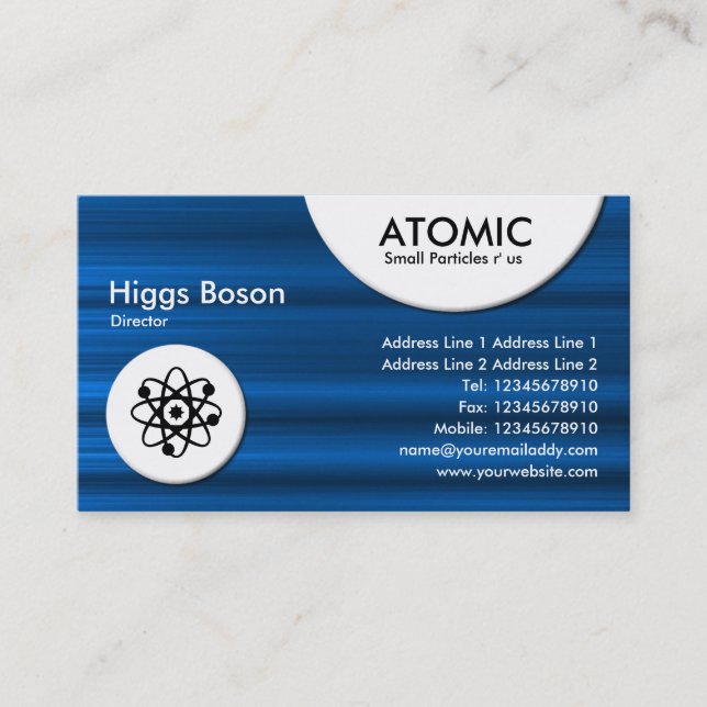 Carte De Visite Cercles atomiques - Texture brodée bleue (Devant)