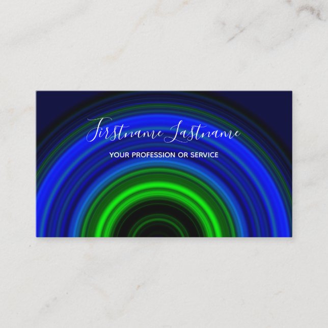 Carte De Visite Cercles bleus Abstraits cercles verts calligraphie (Devant)