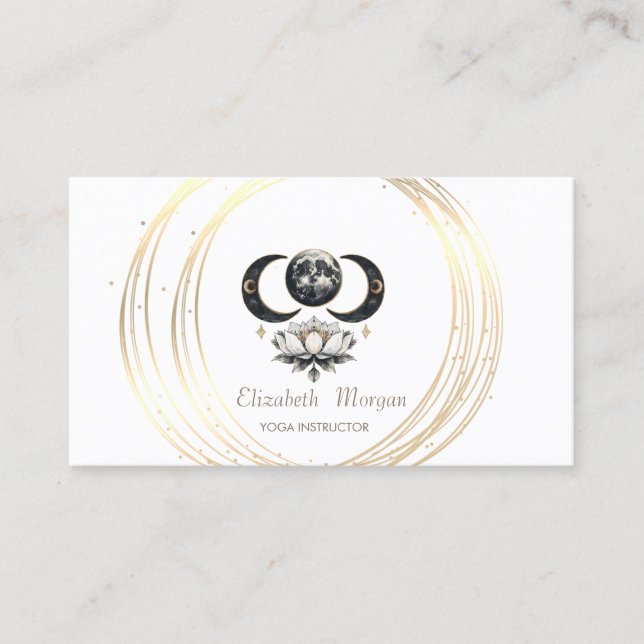 Carte De Visite Cercles d'or de lune professionnelle Lotus (Devant)