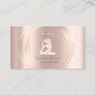 Carte De Visite Cercles d'or Yoga Girl Silhouette Rose Or