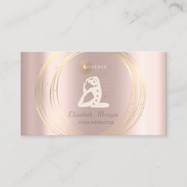 Carte De Visite Cercles d'or Yoga Girl Silhouette Rose Or (Devant)