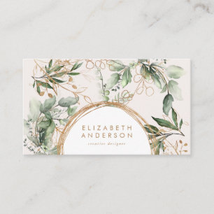 Carte De Visite Cercles dorés modernes Eucalyptus Corporate