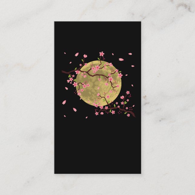 Carte De Visite Cerise en fleurs Lune sakura japonais (Devant)