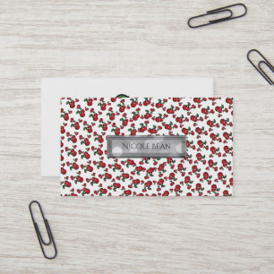 Carte De Visite Cerises rouges blanc (n'importe quelle couleur) Fr