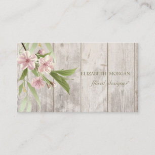 Carte De Visite Cerisier Professionnel Romantique, Texture Bois