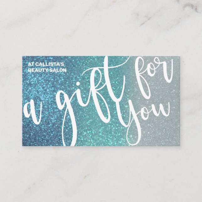 Carte De Visite Cerulean Blue Turquoise triple Parties scintillant (Devant)