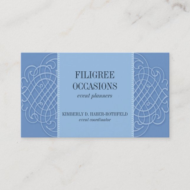 Carte de visite Cerulean en filigrane d'élégance (Devant)