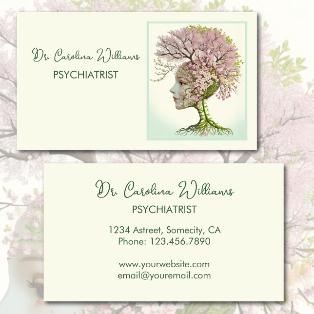 Carte De Visite Cerveau floral professionnel neurologique féminin (Créateur téléchargé)
