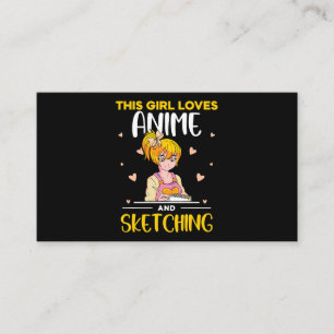 Carte De Visite Cette Fille Aime L'Anime Et L'Ésquisse Croquis D'A