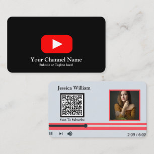 Carte De Visite Chaîne moderne de vlogueur Youtube avec code QR no
