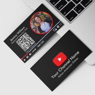 Carte De Visite Chaîne Youtube Vlogger Avec Code QR Noir