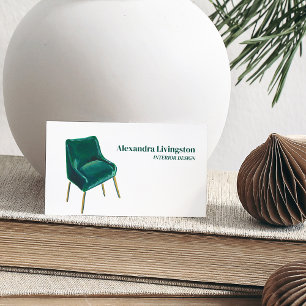 Carte De Visite Chaise Vert Émeraude Design Professionnel Minimali