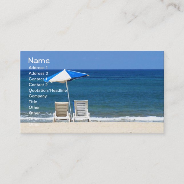 Carte De Visite Chaises De Plage Cool Vague Art (Devant)