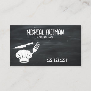 Carte De Visite Chalk Board noir et blanc élégant Chef personnel