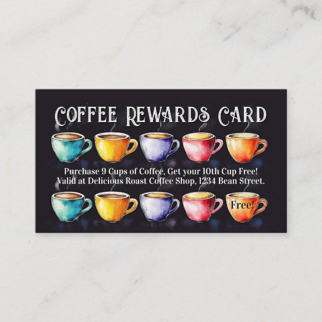 Carte De Visite Chalkboard Coffee Shop Rewards Loyalty Punch Card (Devant)