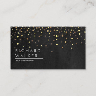 Carte De Visite Chalkboard Confetti Gold Dots Professionnel Élégan