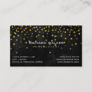 Carte De Visite Chalkboard Gold Confetti Professional Noir