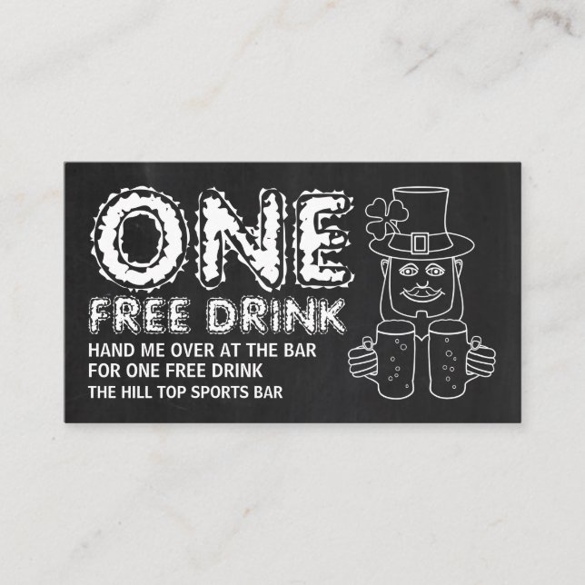 Carte De Visite Chalkboard Leprechaun, Billet St Patrick's Day (Devant)