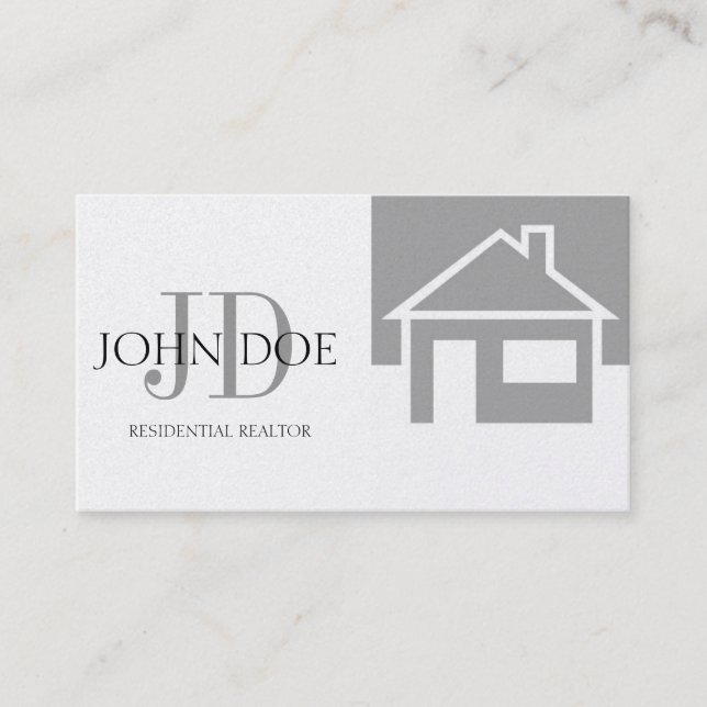 Carte De Visite Chambre/monogramme de platine d'agent immobilier (Devant)