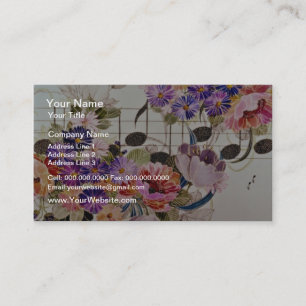 Carte De Visite Champ de musique Fleurs jaunes
