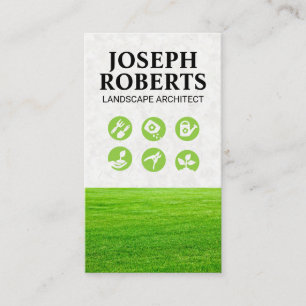 Carte De Visite Champ d'herbe   Logos de jardinage