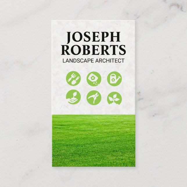 Carte De Visite Champ d'herbe | Logos de jardinage (Devant)