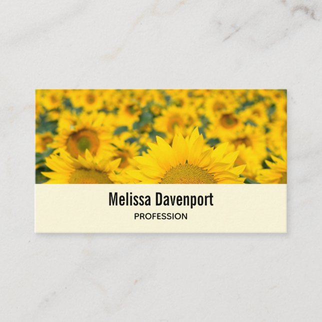 Carte De Visite Champ jaune de tournesols photo (Devant)